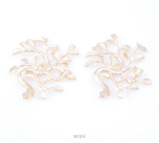 Family Tree Pendants in Matte Gold, Winter Tree Charms / MMG-040-P