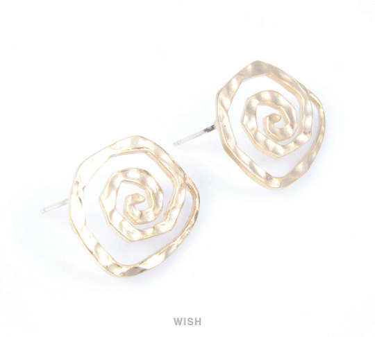 Rose Earpost in Matte Gold, Rose in Bloom Stud Earrings / MMG-033-E