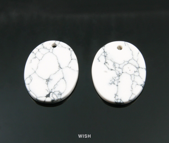 Howlite Oval Stone Charm, Gemstone Pendant / SHT-078-P