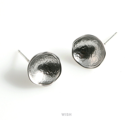 Concave Stud Earrings in Matt Rhodium, Concave Studs / MMRH-481-E