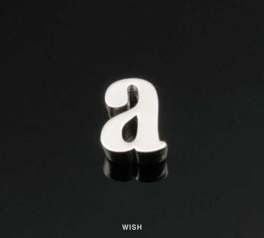 Lower Case Letter "a" in Matte Rhodium, Small Letter "a" / MMRH-002-B (a)