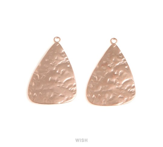 Hammered Triangle Pendants in Matte Rose Gold, Triangle Charms / MMRG-166-P