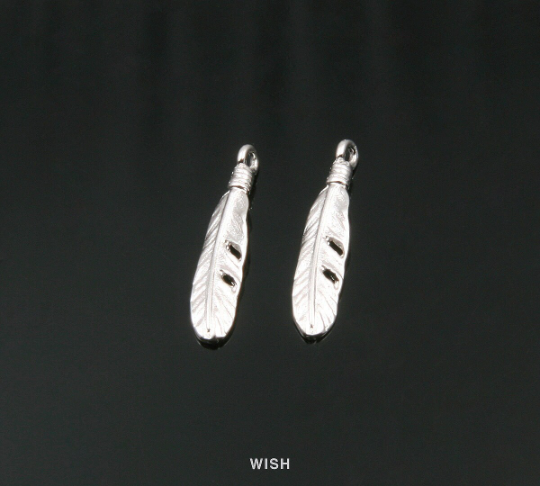 Dreamcatcher Feather in Matte Rhodium, Dream Catcher Feather Charm / MMRH-341-P