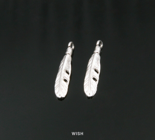 Dreamcatcher Feather in Matte Rhodium, Dream Catcher Feather Charm / MMRH-341-P