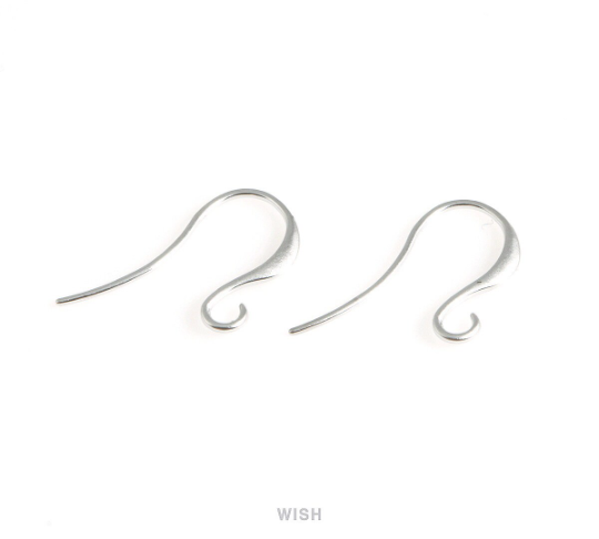 Fish Hook Earrings in Matte Rhodium, Hook Earrings / FMRH-001-E (10pcs)