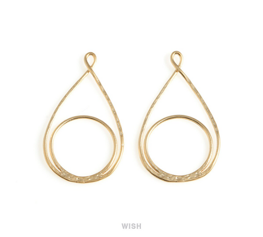 Open Drop Charm in Matte Gold, Open Teardrop Pendant / MMG-686-P