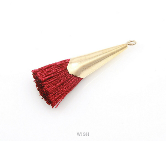 Red Thread Tassel with Cone Cap in Gold  / TRDG-005-T