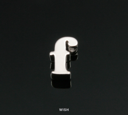 Lower Case Letter "f" in Matte Rhodium, Small Letter "f" / MMRH-002-B (f)