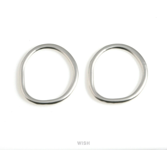 Crooked Circle Pendants in Matte Rhodium, Unique Shaped Circle Charm / MMRH-604-P