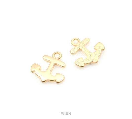 Dainty Anchor Pendant in Matte Gold, Anchor Charm / MMG-277-P