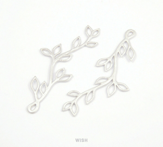 Twig Branch Pendants in Matte Rhodium, Twig Charm /MMRH-077-P