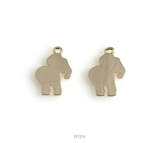 Elephant Pendant in Gold, Gold Blank Elephant Charm /MG-539-P