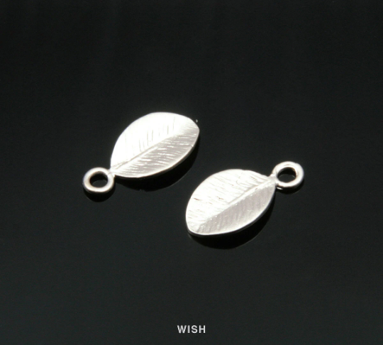 Small Leaves Pendants in Matte Rhodium, Leaves Charms / MMRH-027-P