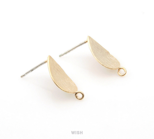 Flower Petal Stud Earrings in Matte Gold, Petal studs/ MMG-273-E