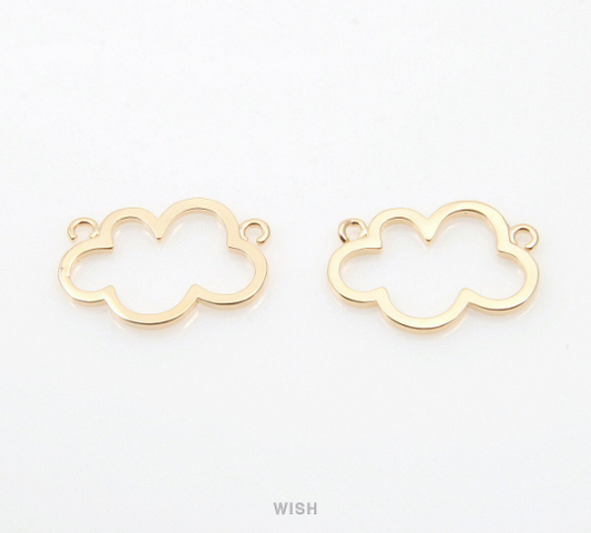 Open Cloud Pendants in Gold, Cloud Outline Necklace Charms / MG-323-P