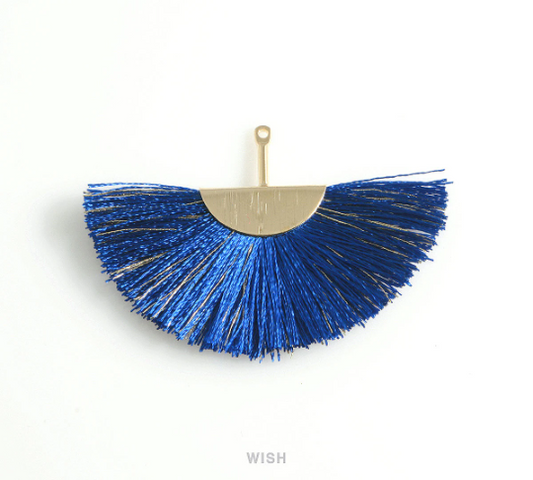 Semicircle Navy Gold Thread Tassel in Gold, Semicircular Navy Thread Pendant / TNVG-009-T