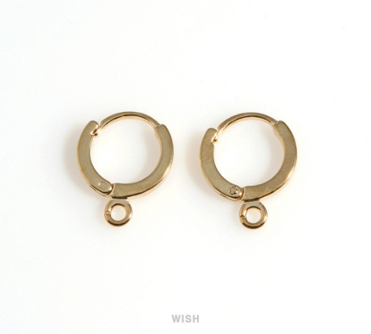 Small Clip Hoop Earrings in Gold, Sleeper Hoop Earrings / FG-029-E2