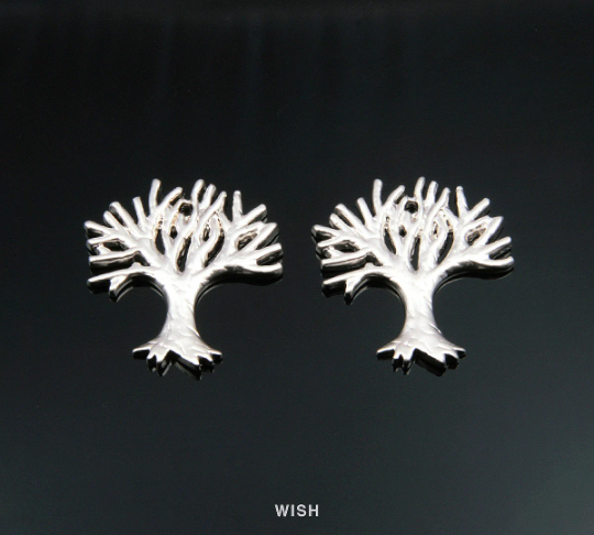 Winter Tree Pendants in Matte Rhodium, Family Tree Charm / MMRH-151-P