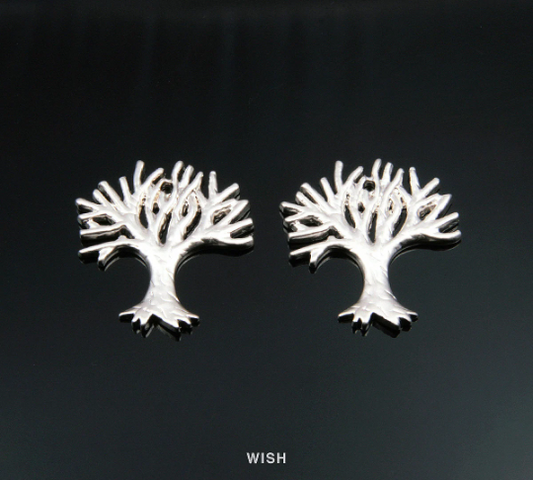 Winter Tree Pendants in Matte Rhodium, Family Tree Charm / MMRH-151-P