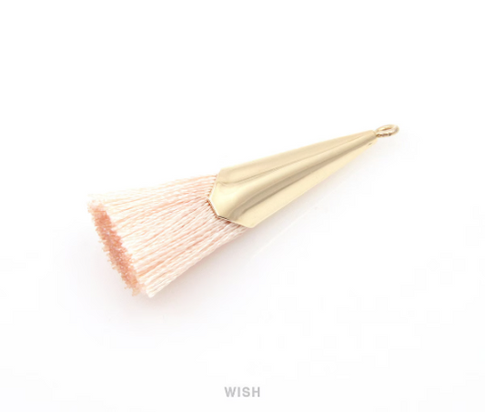 Peach Thread Tassel with Cone Cap in Gold / TPCG-005-T