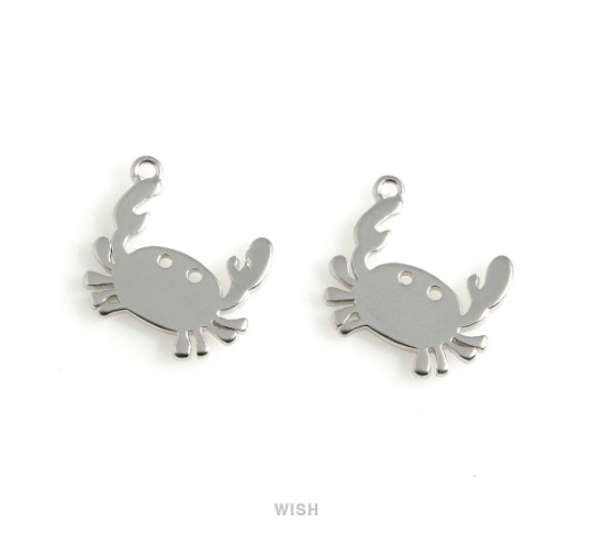 Crab Pendants in Matte Rhodium, Gold Crab Charm / MMRH-491-P