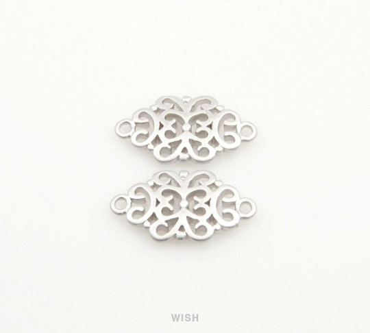 Oriental Pattern Pendants in Matte Rhodium, Oriental Carpet Charms /MMRH-188-P