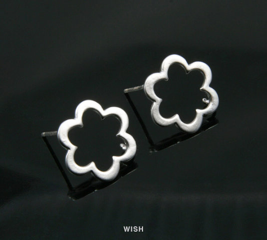Sunflower Stud earrings in Matte Rhodium, Flower in Bloom Stud Earrings / MMRH-032-E