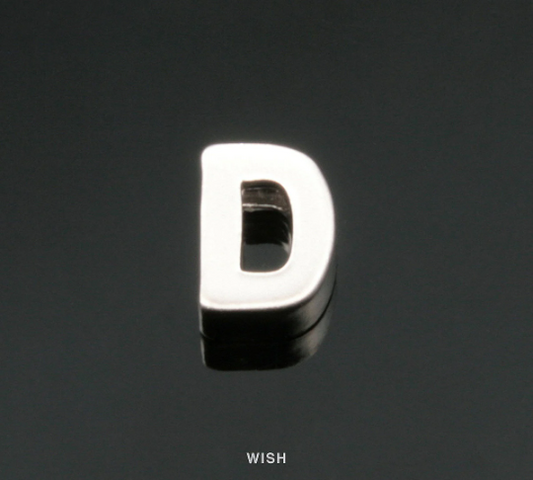 Upper Case Letter "D" in Matte Rhodium, Capital Letter "D" / MMRH-001-B (D)