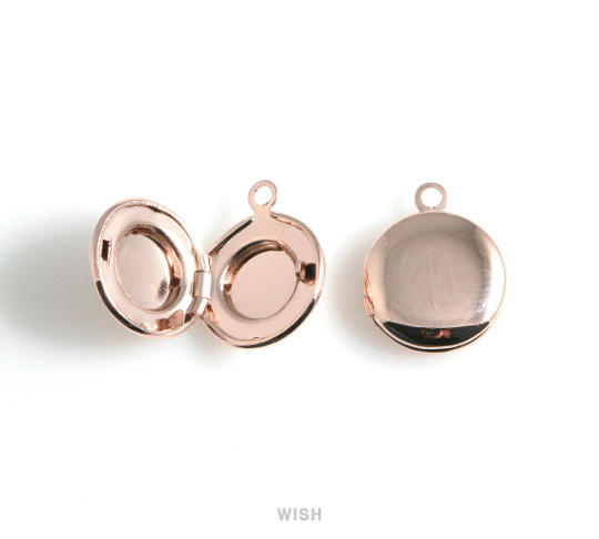 Elegant Round Rose Gold Locket, Round Locket Charm / MRG-474-P