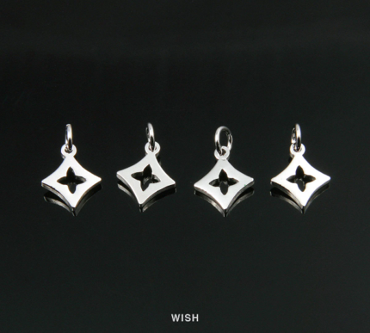 Twinkling Star Pendant in Rhodium, Silver Twinkling Star Charm / MRH-249-P