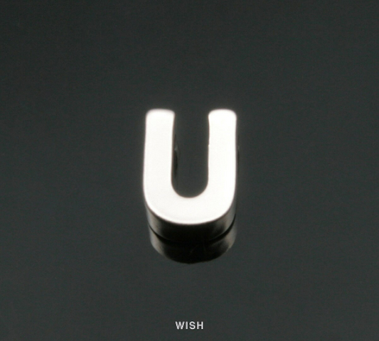 Upper Case Letter "U" in Matte Rhodium, Capital Letter "U" / MMRH-001-B (U)