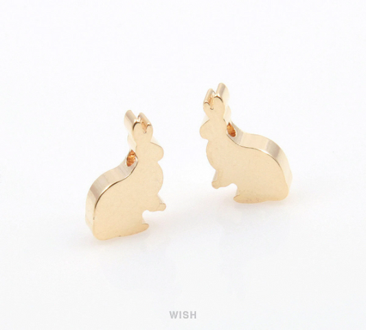 Rabbit Beads Pendants in Gold, Bunny Beads / MG-080-B