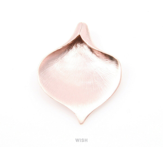 Calla Petal Pendants in Matte Rose Gold, Stripe Calla Leaf Charm /MMRG-073-P (Large)