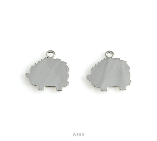 Hedgehog Pendant in Rhodium, Gold Hedgehog Charm /MRH-543-P