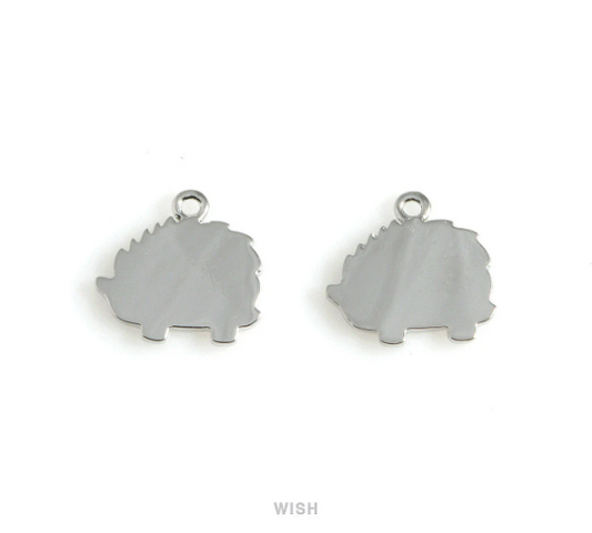 Hedgehog Pendant in Rhodium, Gold Hedgehog Charm /MRH-543-P