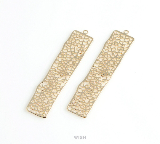 Mesh Bar Pendants in Gold, Rectangle Net Charms / MG-054-P