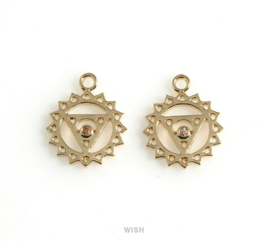 Throat Chakra with CZ Pendants in Gold, The 5th Chakra Charm / MG-497-P