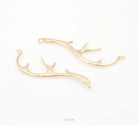 Antler Connectors in Matte Gold, Antler Charm / MMG-149-C