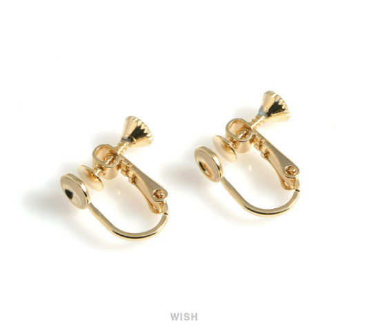 8pcs Clip on Earring Converters in Gold, Non Pierced Earrings / FG-036-E