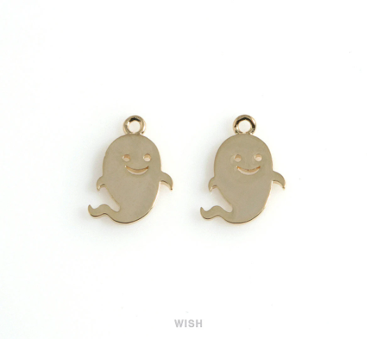 Ghost Pendants in Gold, Halloween Ghost Charm / MG-471-P