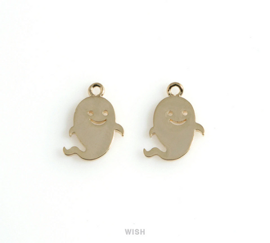 Ghost Pendants in Gold, Halloween Ghost Charm / MG-471-P