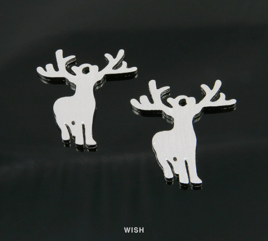 Reindeer Pendants in Matte Rhodium, Reindeer Charm / MMRH-332-P