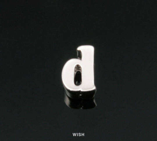 Lower Case Letter "d" in Matte Rhodium, Small Letter "d" / MMRH-002-B (d)