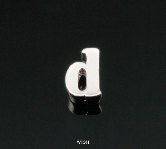 Lower Case Letter "d" in Matte Rhodium, Small Letter "d" / MMRH-002-B (d)