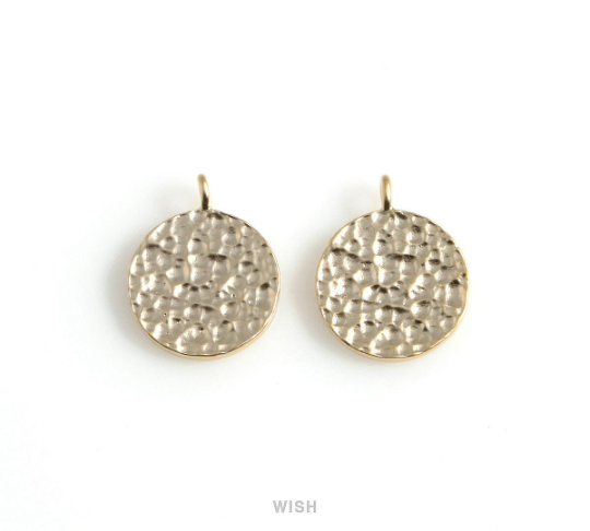 Hammered Disc Pendants in Matte Gold, Hammered Coin Charm / MMG-500-P