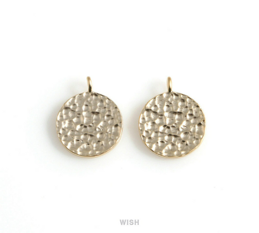 Hammered Disc Pendants in Matte Gold, Hammered Coin Charm / MMG-500-P