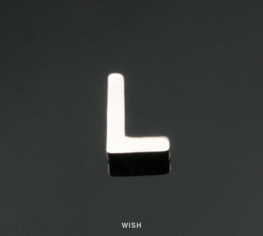 Upper Case Letter "L" in Matte Rhodium, Capital Letter "L" / MMRH-001-B (L)