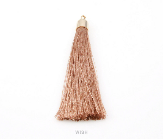 Beige Thread Tassel with Bell Cap in Gold / TBEG-003-T