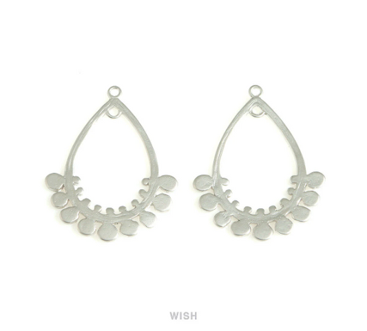 Bubble Open Drop Charms in Matte Rhodium, Bubble Teardrop Pendants / MMRH-717-P
