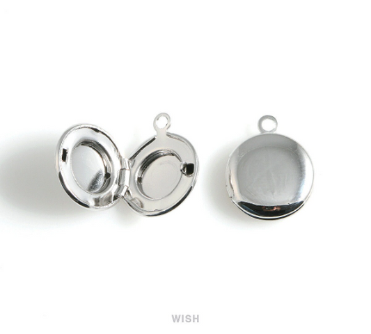 Elegant Round Silver Locket, Round Locket Charm / MRH-474-P